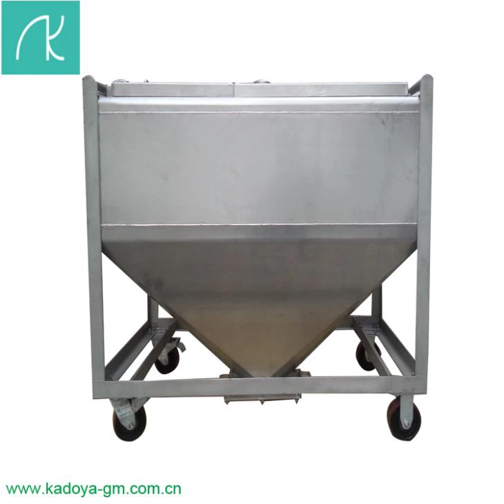 ถังเก็บผงสี่เหลี่ยมสแตนเลสพร้อมล้อเคลื่อนย้ายได้